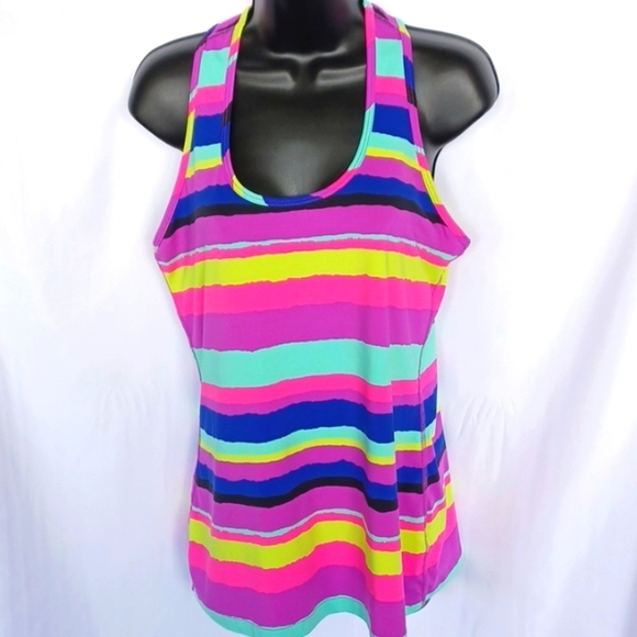 lukka Tops - Lukka Multi Colored Striped Racerback Tank Top Size Medium